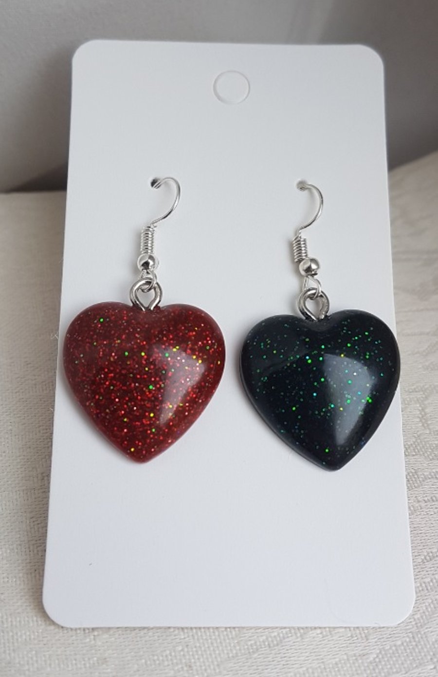 Gorgeous Red and Black Heart Earrings