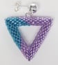 Tanzanite and Teal Triangle Beaded Earrings - Image 6
