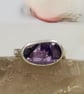 Handmade Organic Silver Ring with Trapiche Amethyst - Size N - Image 10