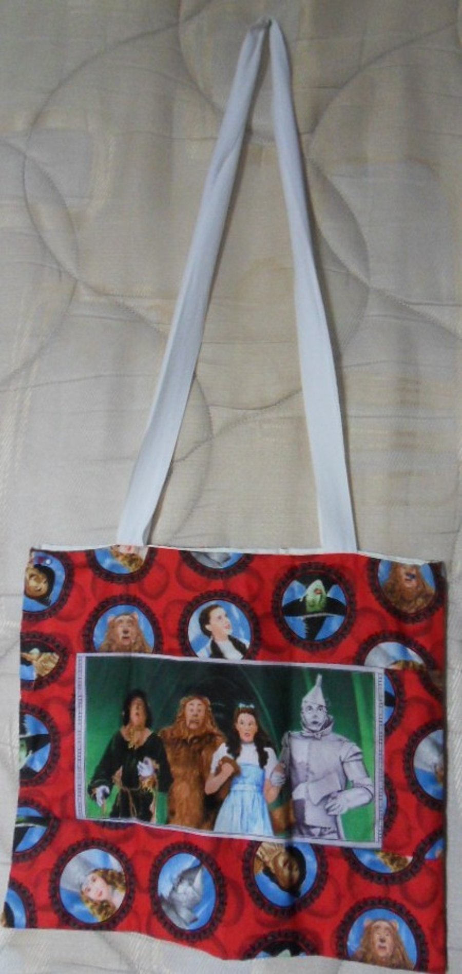 Homemade tote bag.  Wizard of Oz design. 11" x 13"