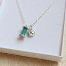 Cotton reel and button necklace, silver necklace, sewing necklace