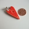 Sale - Ceramic heart red pendant 