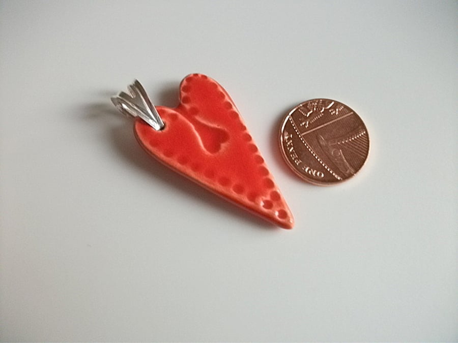 Sale - Ceramic heart red pendant 