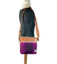 Genuine leather and Harris tweed handbag in tan and purple - Image 4