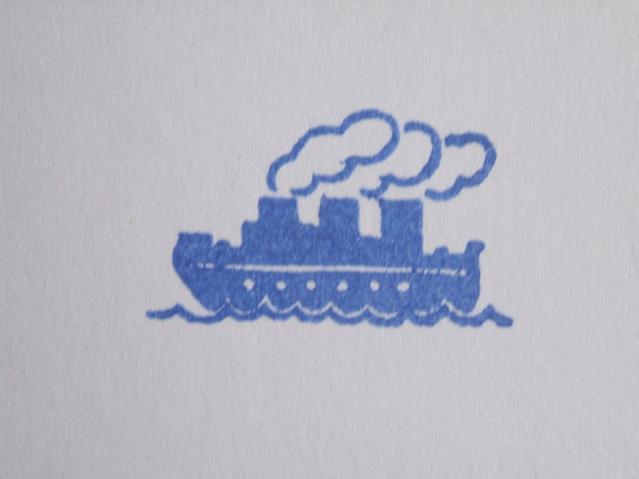 hand printed greetings card - blue liner