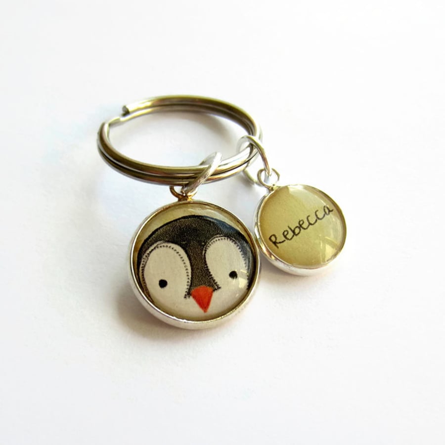Cute Personalised Penguin Key Ring