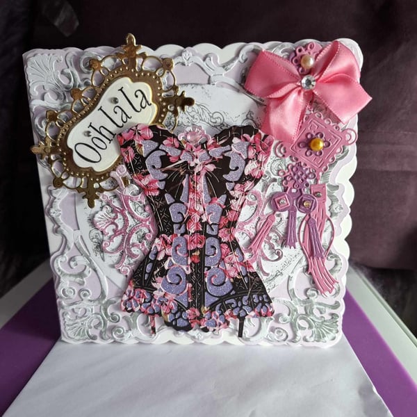 Hand Crafted Decoupage & Collage "Ooh La La" Card For All Occasions