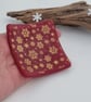 Snowflakes Fused Glass Trinket Dish-Tealight Holder - Red and Gold - Image 5