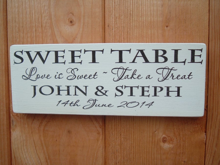 shabby chic vintage wedding personaliesd sweet table candy bar plaque sign