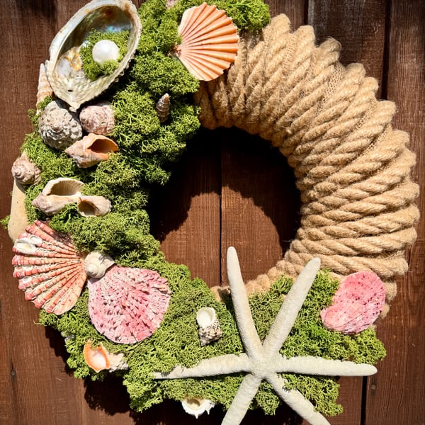 Coastal Dried Flower & Seashell Wreath - Natural Beach-Inspired Decor