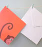 Googly Eyed Monkey on Orange Background Blank Card - Image 2