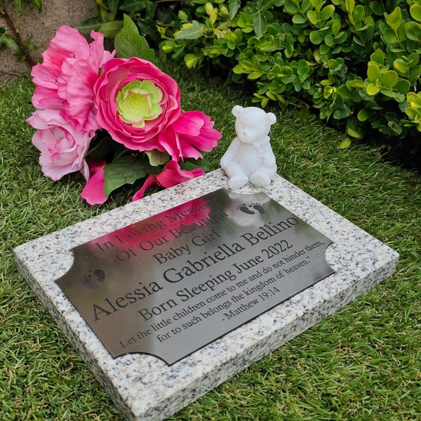 Baby Memorial Plaque Infant Grave Stone Flat Grave Marker Cemetery Headstone