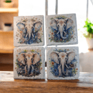 Elephant Decoupaged Slate Coasters Set of 4