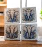 Elephant Decoupaged Slate Coasters Set of 4