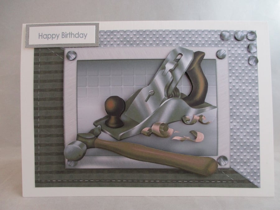 Handmade Male 3D Birthday Card, Joiner, Carpenter, DIY, Personalise