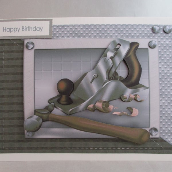 Handmade Male 3D Birthday Card, Joiner, Carpenter, DIY, Personalise