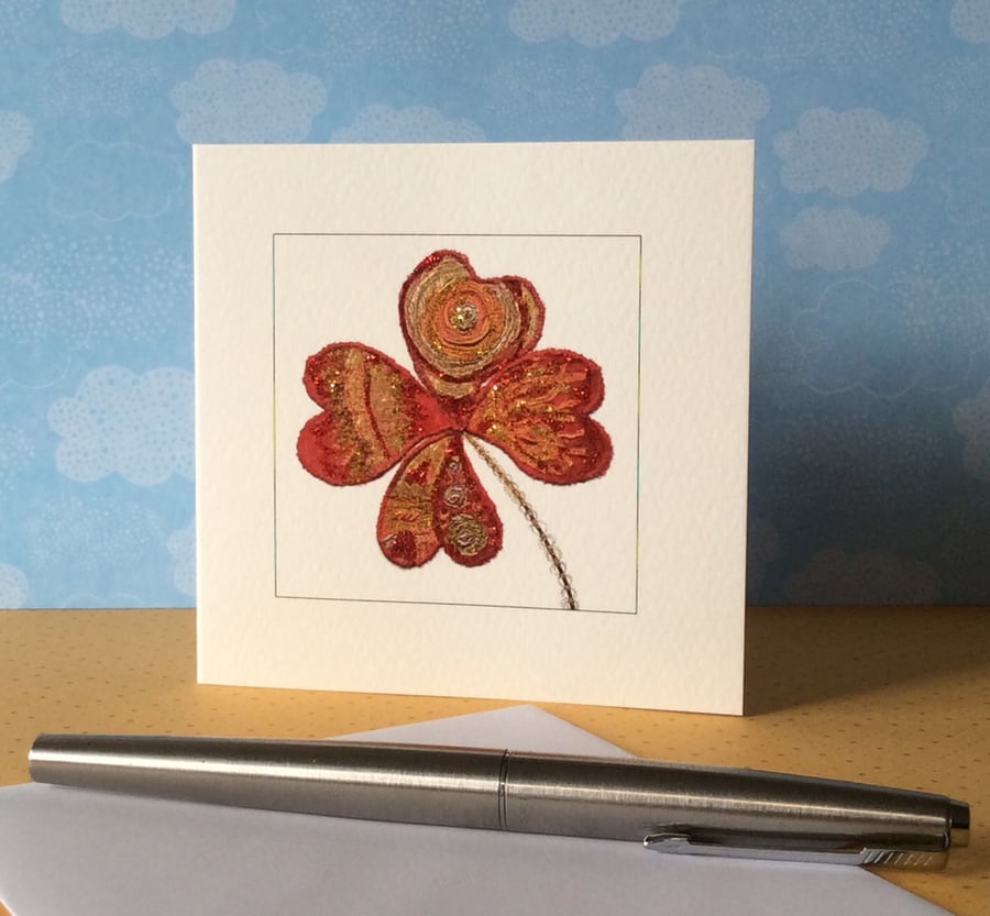 Red flower printed blank Art card