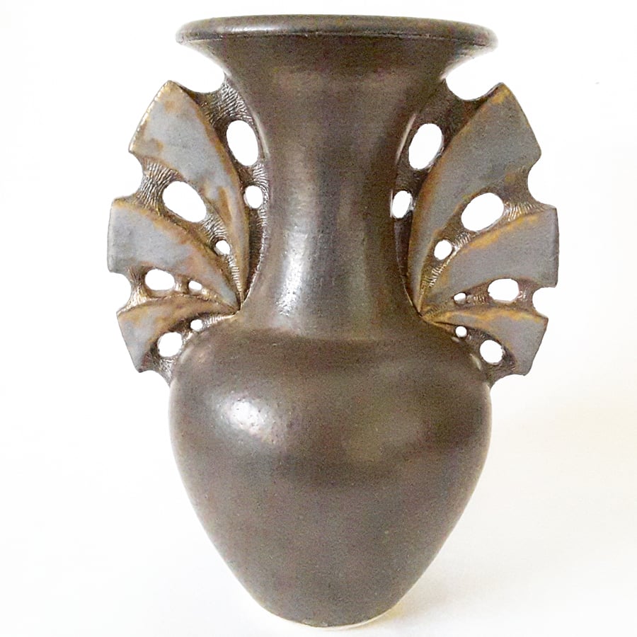 Sculptural Bronze Effect Ceramic Vase 