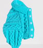 Toddler Cardigan In Aqua Blue - Cable Pattern -Approximate Age 1 - 2 years - Image 4