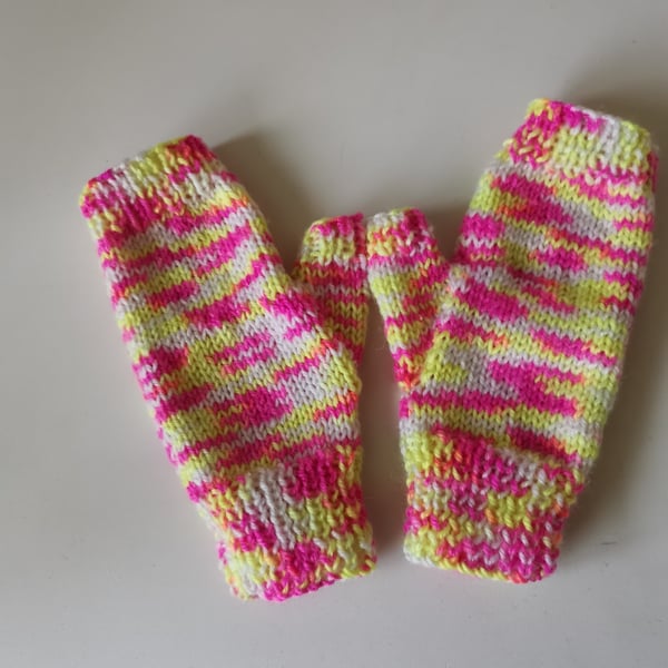 Hand Knitted Fingerless Gloves, Adult Large