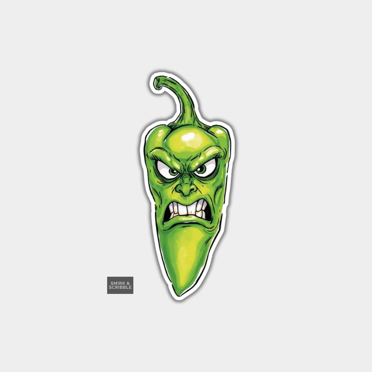 Funny Vinyl Sticker For Adults - Cute Grumpy Chilli Pepper