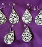 Handmade Polymer Clay Large Black and White Skull Earrings, 316 Stainless Steel