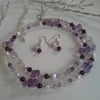  Amethyst  Fresh Water Pearls & Florite 925 Sterling Silver Necklace Set