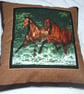 Two Wild horses galloping through a stream cushion - Image 1