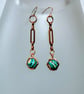 Gold Paperclip Chain Bead Earrings.
