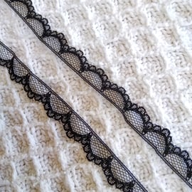 3 metres delicate BLACK narrow nylon lace trimming for lingerie making