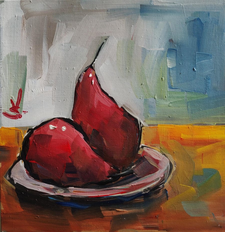 Poached Pears Oil Painting Kitchen Decor
