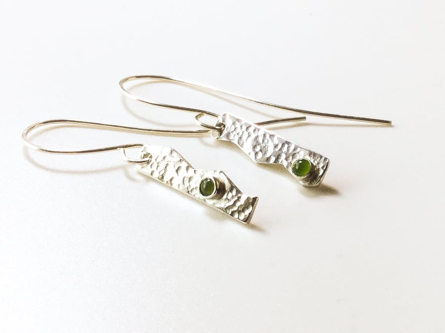 Handmade Nephrite Jade Silver Earrings