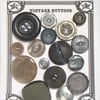 16 Grey Vintage Buttons