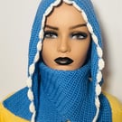 Crochet hoodie with cowl scarf set