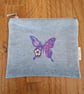 Handmade Upcycled Denim Purse - Purple Butterfly