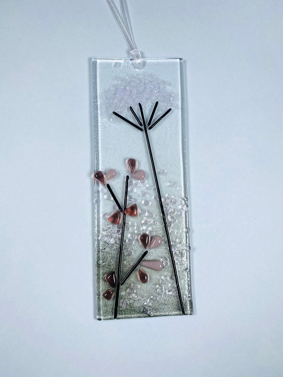 fused glass hanging decoration, muted meadow