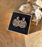 Walnut Wood Earrings - Geometric Labyrinth Statement Dangles - Image 4