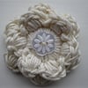 Petite Ivory Crochet Flower Brooch
