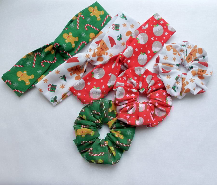 Christmas Headband & Scrunchies, Twisted Headband, Handmade Hair Accessories