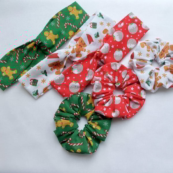 Christmas Headband & Scrunchies, Twisted Headband, Handmade Hair Accessories