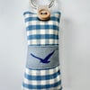 SEAGULL KEY RING - azure blue and white checks