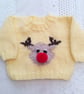 Hand Knitted Reindeer Novelty Christmas Jumper for Babies and Children