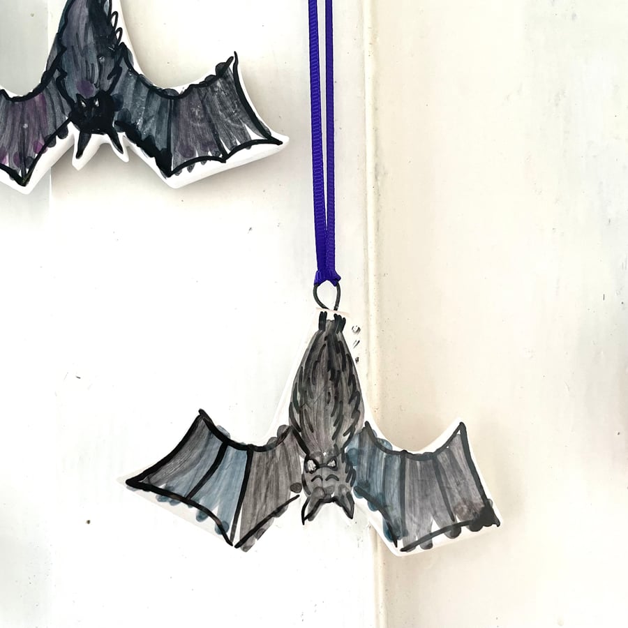 Bat upside-down Pottery Ornament
