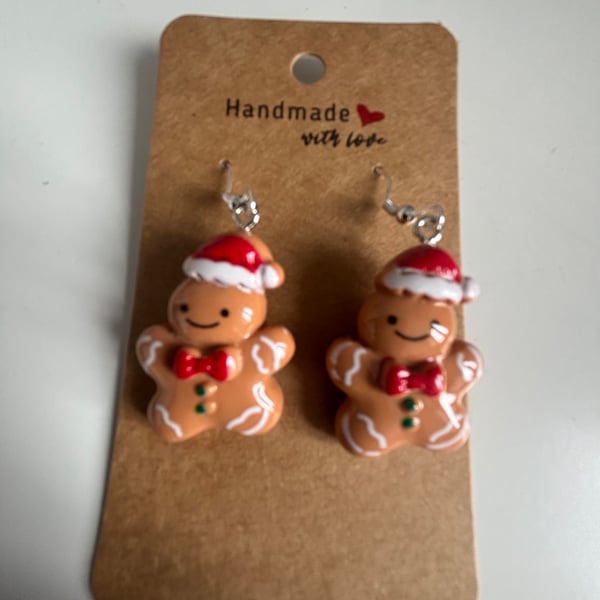 Sterling Silver Earrings - Gingerbread Man - Brand New & Sealed!! 