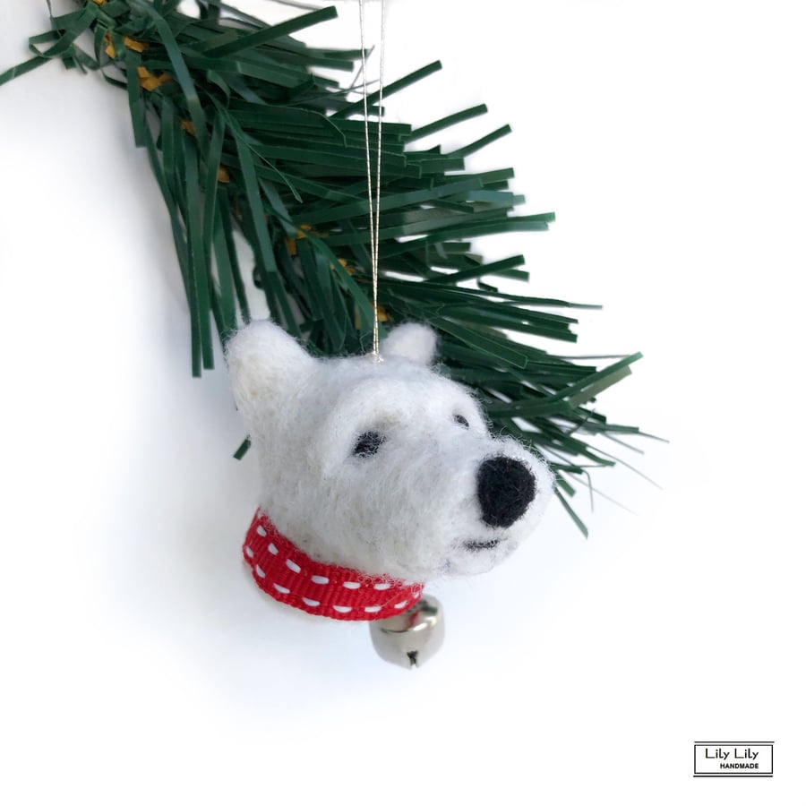 SOLD Westie Dog Christmas tree decoration handmade by Lily Lily Handmade 