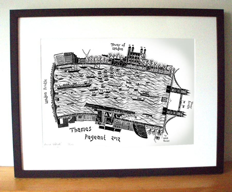 London Thames Pageant 2012 A3 b&w 
