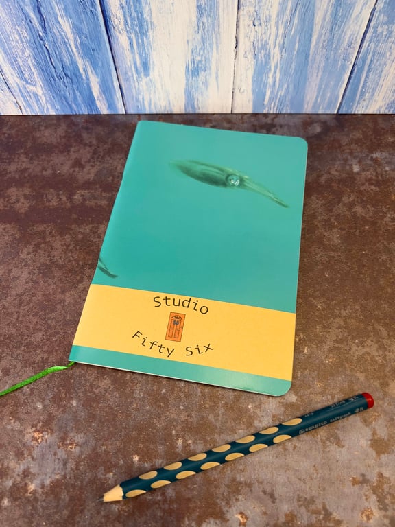 Notebook, Marine themed, A5 (ish), made from up-cycled and recycled materials.