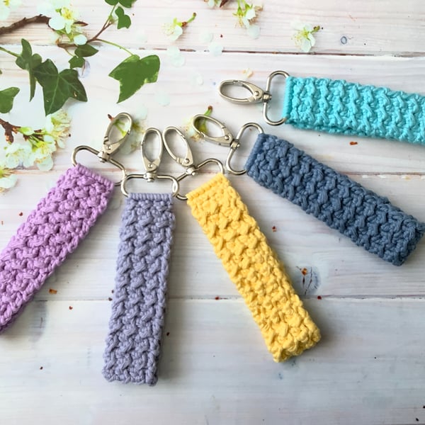 Crochet Wristlet Keychain Keyring