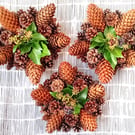 Christmas Festive Table centrepiece, mantle decoration, 3 small roundel wreaths