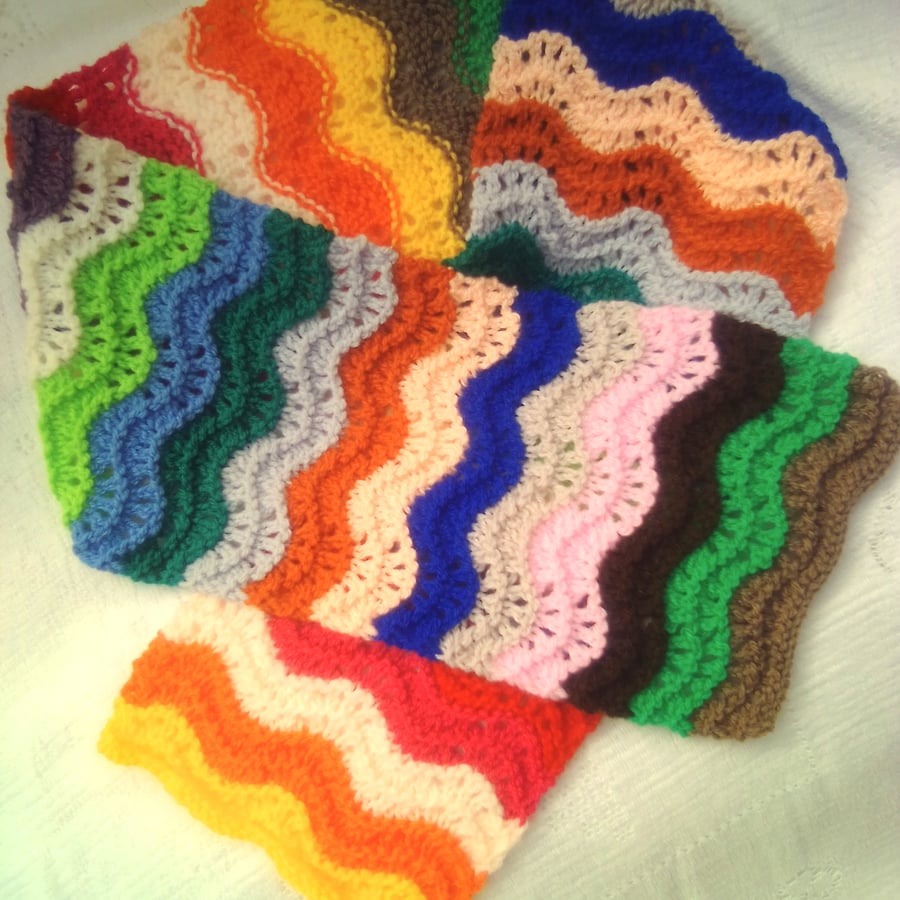 Child's Multi Coloured Scallop Patterned Scarf, Children's Scarf, Winter Warmer